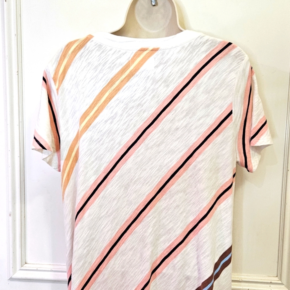 Lou & Grey White Multi-Color Striped T-Shirt/Cover-Up Dress,Medium - Picture 7 of 16